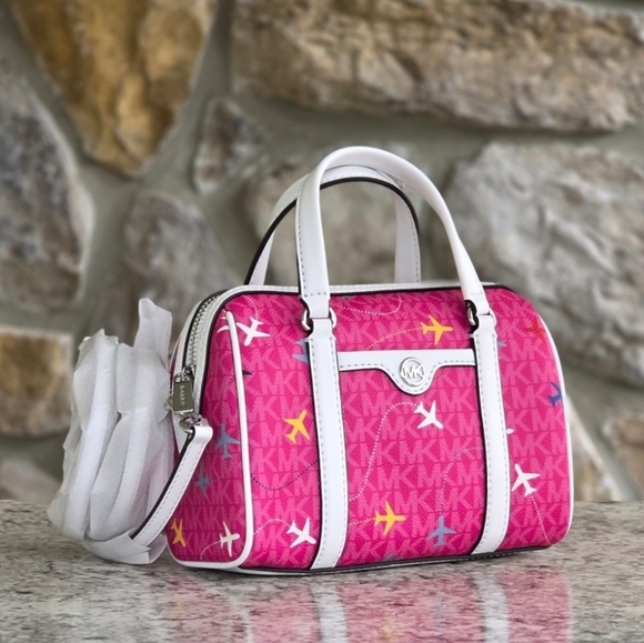 Michael Kors Handbags - Michael Kors Small Airplane Logo Duffle Pink Crossbody